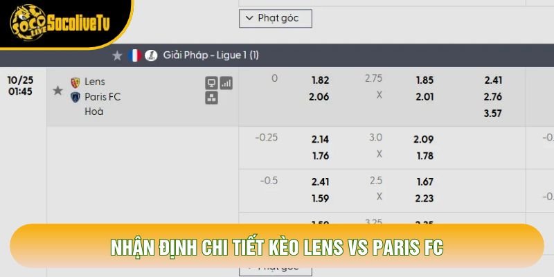 Nhận định chi tiết kèo Lens vs Paris FC