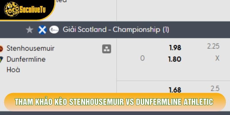 Tham khảo kèo Stenhousemuir vs Dunfermline Athletic